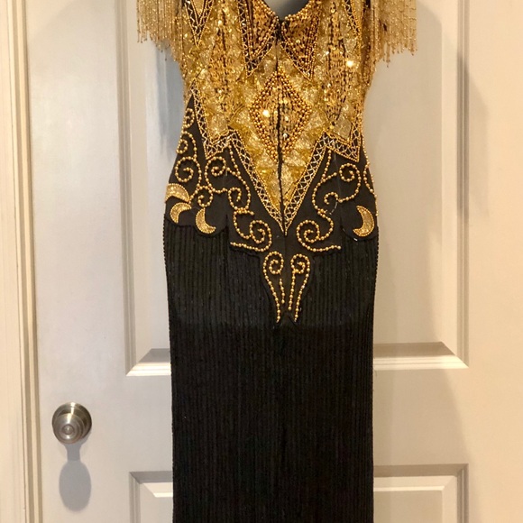 Black and Gold Beaded Prom/Ball Maxi Dress - Picture 7 of 8